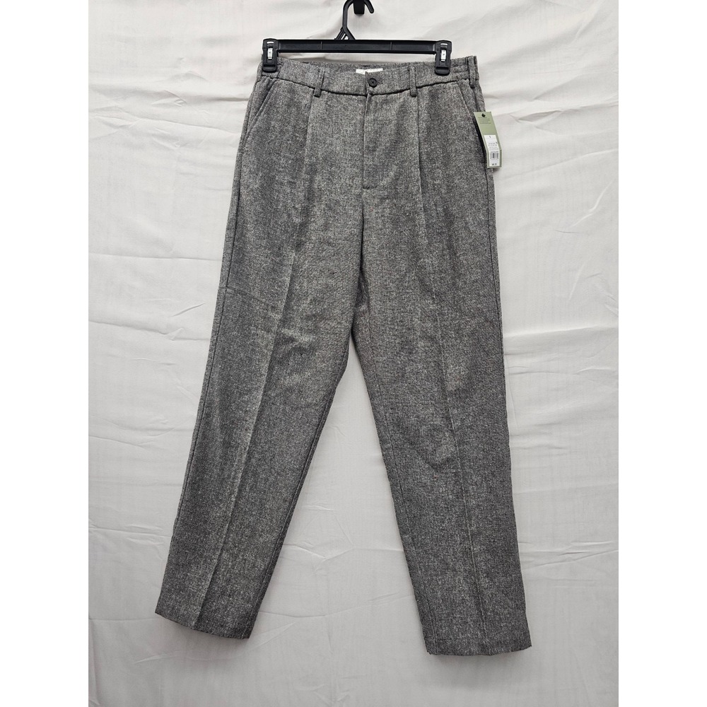 Goodfellow & Co Mens Nep Tweed Pleated Trouser Gray Straight Leg Size S New